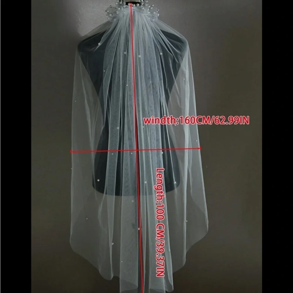 Pearl bow long veil bridal wedding boho chic